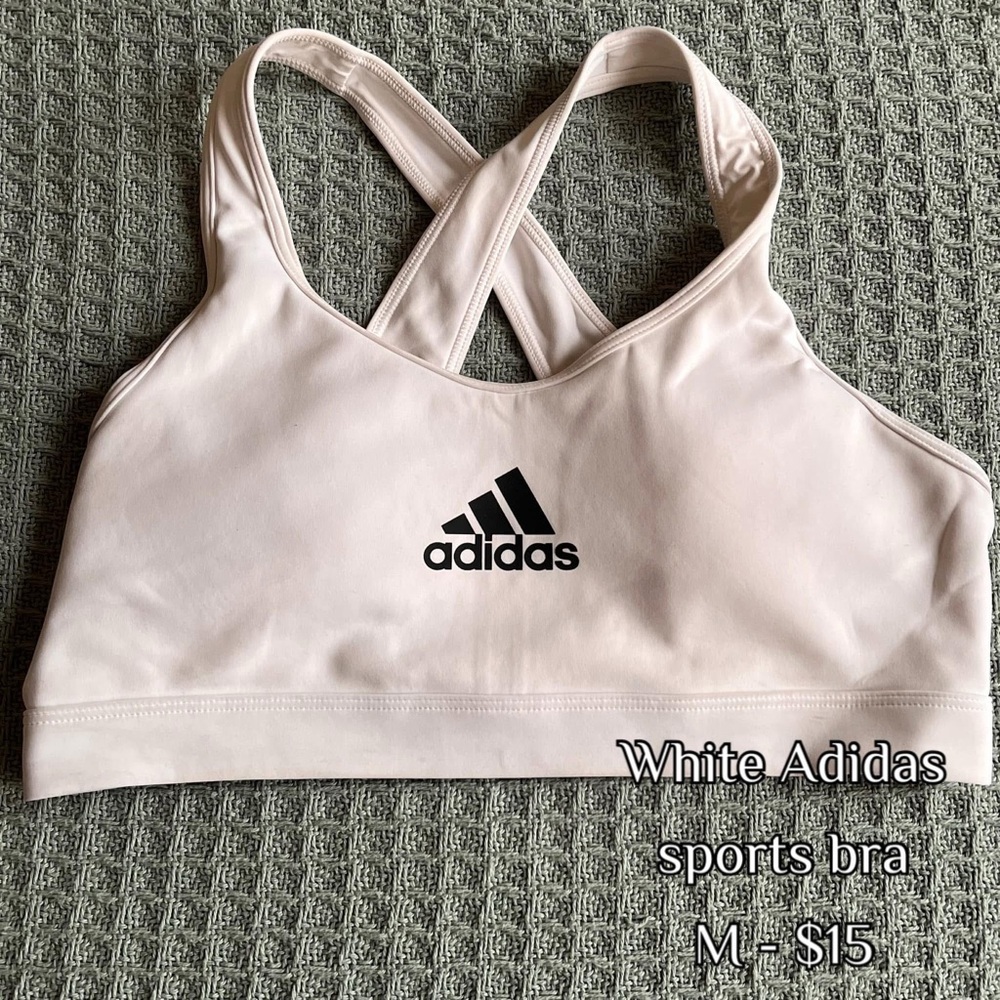 Adidas White Cross-Back Sports Bra